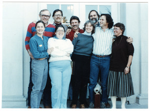 Organic Farmers Associations Council meeting: group posed by a doorway