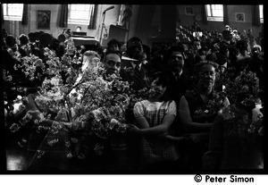 Double exposure of audience at the Martin Luther King memorial service