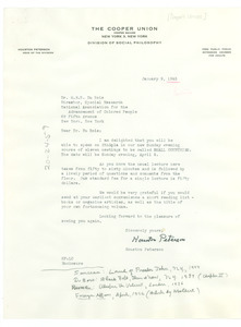Letter from Cooper Union to W. E. B. Du Bois