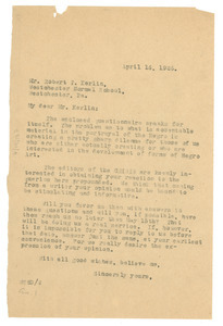 Letter from W. E. B. Du Bois to Robert T. Kerlin