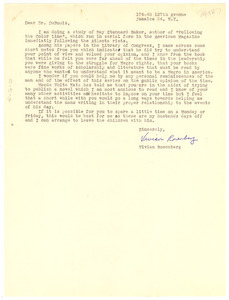 Letter from Vivian Rosenberg to W. E. B. Du Bois