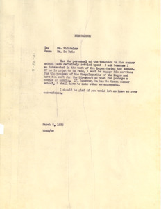 Memorandum from W. E. B. Du Bois to Mr. Whittaker