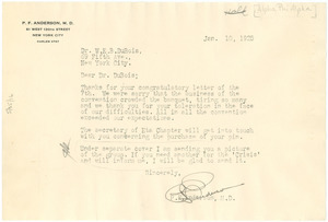 Letter from P. F. Anderson to W. E. B. Du Bois