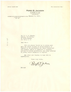 Letter from Perry B. Jackson to W. E. B. Du Bois