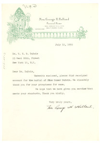 Letter from Mrs. George H. Holland to W. E. B. Du Bois