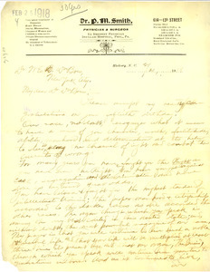 Letter from Dr. P. M. Smith to W. E. B. Du Bois