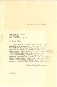 Letter from W. E. B. Du Bois to Vernon Smith