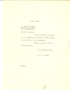Letter from W. E. B. Du Bois to Samuel R. Delany