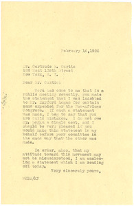 Letter from W. E. B. Du Bois to Gertrude E. Curtis