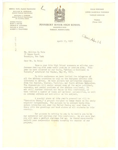 Letter from Pennsbury Senior High School to W. E. B. Du Bois