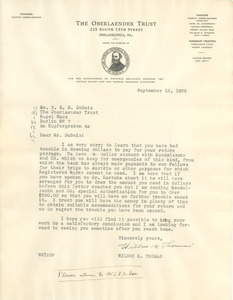 Letter from Oberlaender Trust to W. E. B. Du Bois