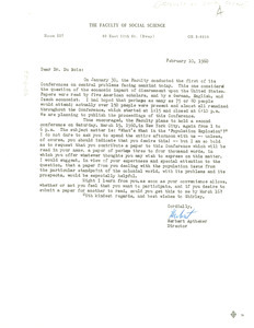 Letter from Faculty of Social Science to W. E. B. Du Bois