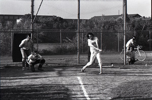 Boston Phoenix vs. WBCN staff softball game: man batting