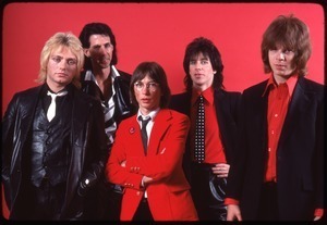 The Cars, photo shoot for Candy-O: (from left) Benjamin Orr, Ric Ocasek, Greg Hawkes, Elliot Easton, David Robinson