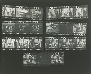 Contact sheet of negatives from the 1973 President's Trophy award ceremony