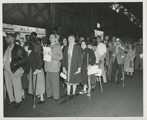 Crowd of people at pier