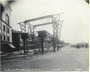 Erecting elevated railroad structure in City Square, Charlestown