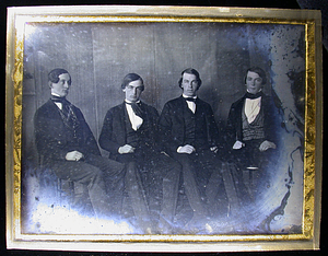 Group portrait of Samuel Endicott Peabody, Richard Denison Rogers, William Crowninshield Rogers, and William Crowninshield Endicott taken in Boston on Feb. 20th 1845