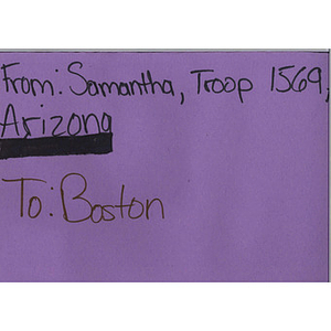 "Stay Strong" card from a Girl Scout in Casa Grande, Arizona.