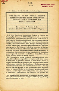 Some phases of the mental hygiene movement and the scope of the work of the National Committee for Mental Hygiene