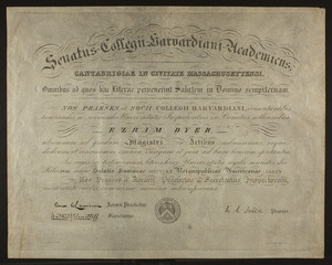 Harvard University diploma, 1860