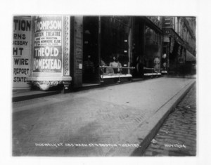 Sidewalk at 585 Washington St. and Boston Theatre, Boston, Mass., November 13, 1904