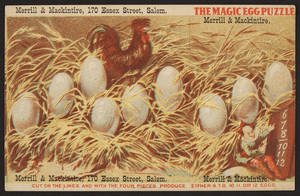 Trade card for Merrill & Mackintire, eggs, 170 Essex Street, Salem, Mass., undated