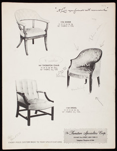 Chairs, Furniture Specialties Corp., 318 East 61st Street, New York, New York