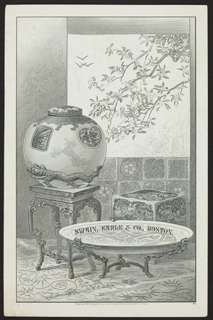 Greeting card for Swain, Earle & Co., teas, coffee, spices and fancy groceries, 63 & 65 Commercial Street, Boston, Mass., December 1, 1880