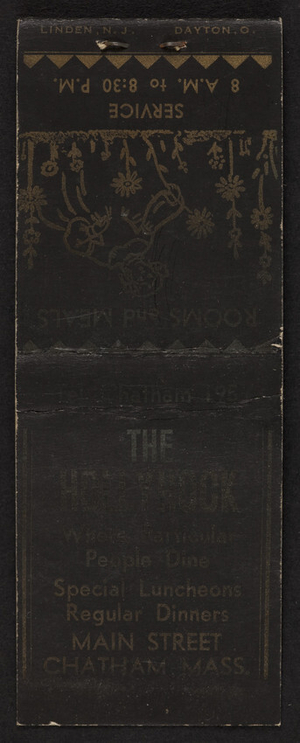 Matchbook for The Holly Hook, restaurant, Main Street, Chatham, Mass., undated