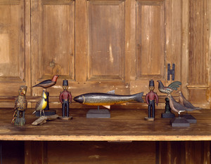 Folk art figures in Mariner's Room, Beauport, Sleeper-McCann House, Gloucester, Mass.
