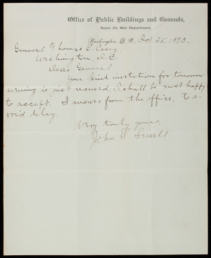 John S. Sewell to Thomas Lincoln Casey, October 25, 1893