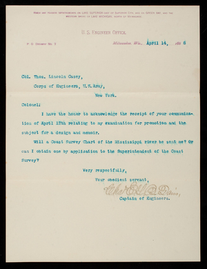 Charles E. L. B. Davis to Thomas Lincoln Casey, April 14, 1888