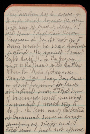 Thomas Lincoln Casey Notebook, April 1894-July 1894, 37, Maj [illegible] C of E came in