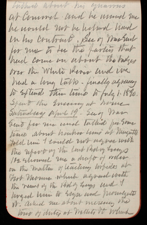 Thomas Lincoln Casey Notebook, February 1890-April 1890, 90, talked about his [illegible] at Concord