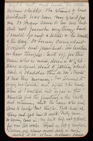 Thomas Lincoln Casey Notebook, February 1890-May 1891, 72, nights rest and had two little nervous chills