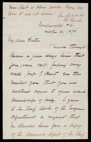Thomas Lincoln Casey to General Silas Casey, October 20, 1878