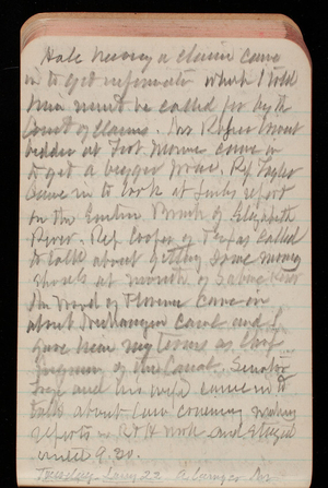 Thomas Lincoln Casey Notebook, November 1894-March 1895, 089, Hale having a claim came
