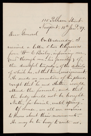 [William] R. Babcock to Thomas Lincoln Casey, January 18, 1889