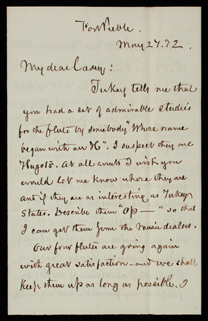 [Truman] Seymour to Thomas Lincoln Casey, May 27, 1872