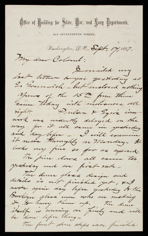 Bernard R. Green to Thomas Lincoln Casey, September 17, 1887 (2)