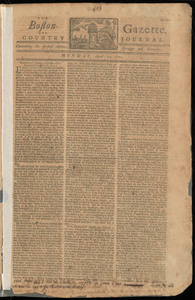 The Boston-Gazette, and Country Journal, 22 April 1771