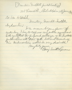 Letter from Benjamin Smith Lyman to William H. Wahl