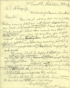 Letter from Benjamin Smith Lyman to Edgar A. Singer, Jr.