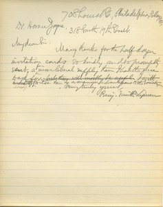 Letter from Benjamin Smith Lyman to Horace Jayne