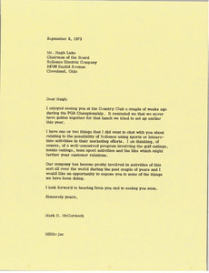 Letter from Mark H. McCormack to Hugh Luke