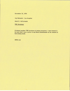 Memorandum from Mark H. McCormack to Jay Michaels