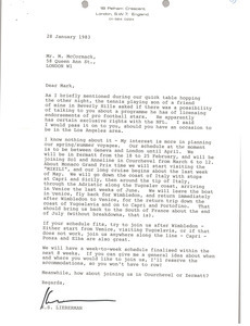 Letter from Ken Lieberman to Mark H. McCormack