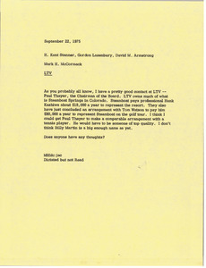 Memorandum from Mark H. McCormack to H. Kent Stanner, Gordon Lazenbury, and David M. Armstrong