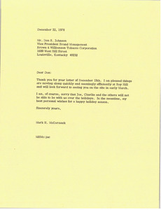 Letter from Mark H. McCormack to Don S. Johnson